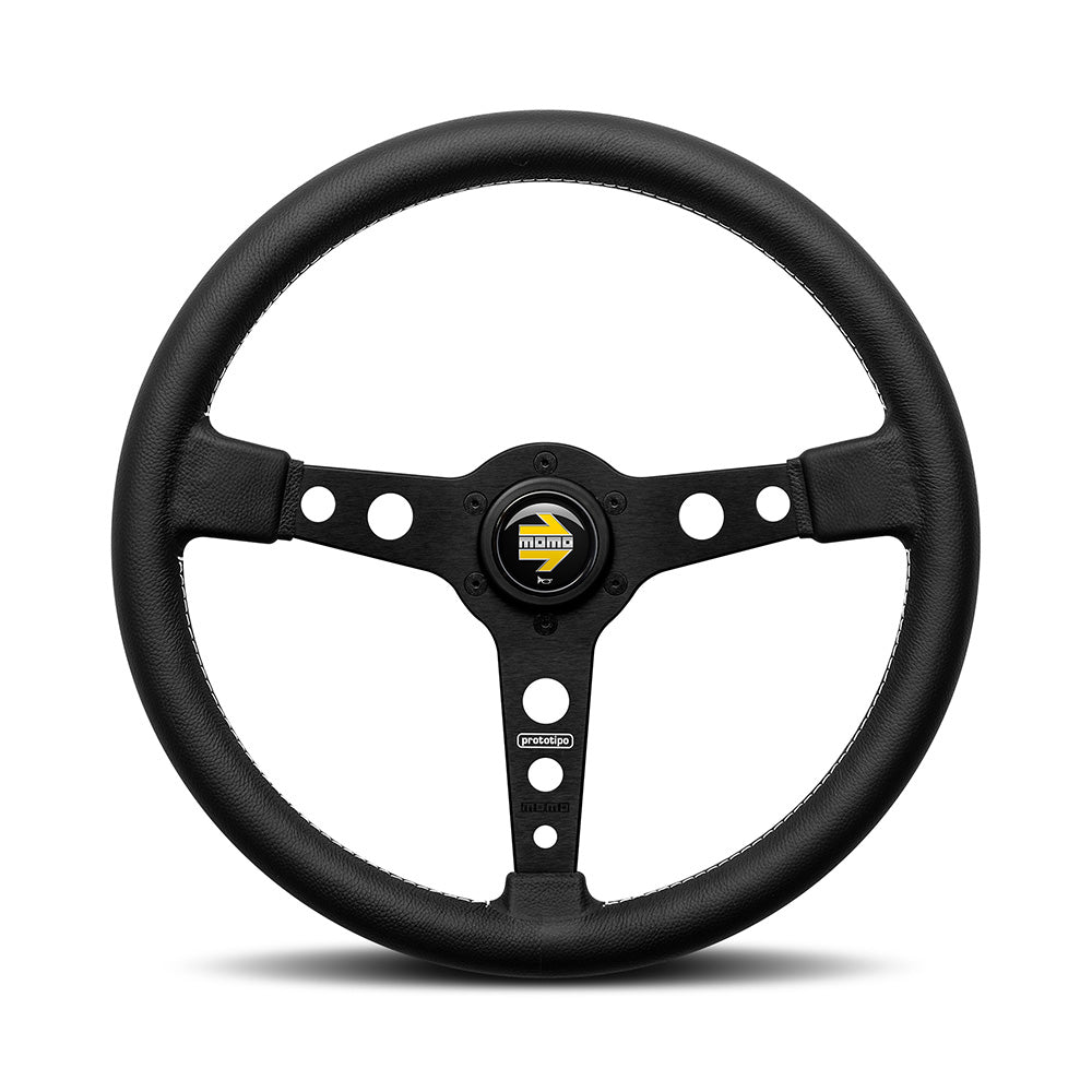 Momo Prototipo Steering Wheel - Black Spoke/Black Leather 370mm