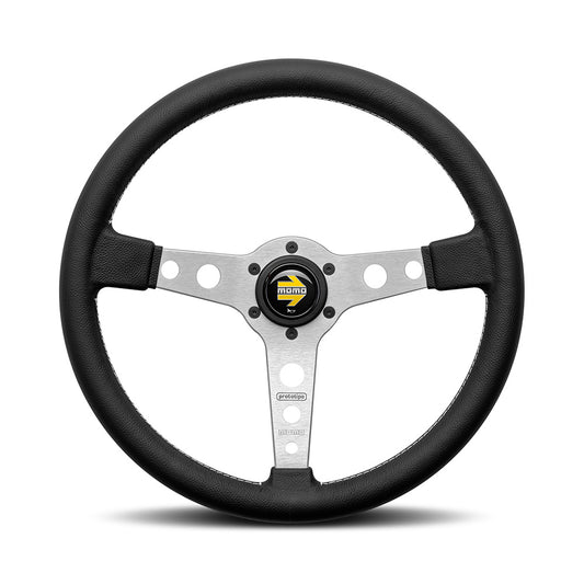 Momo Prototipo Steering Wheel - Silver Spoke/Black Leather 370mm