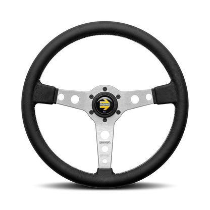 MOMO Prototipo Steering Wheel - Silver Spoke/Black Leather 370mm