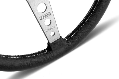MOMO Prototipo Steering Wheel - Silver Spoke/Black Leather 370mm