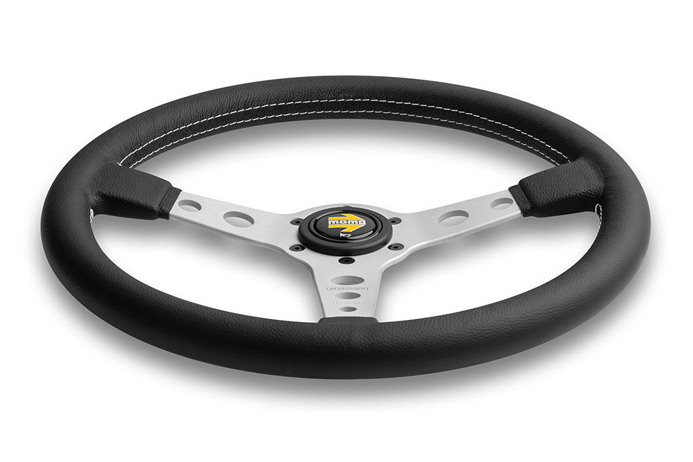 MOMO Prototipo Steering Wheel - Silver Spoke/Black Leather 370mm