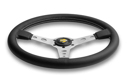 MOMO Prototipo Steering Wheel - Silver Spoke/Black Leather 370mm