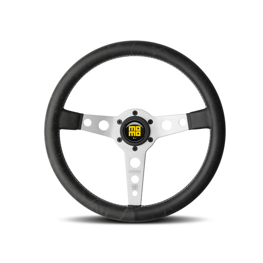 Momo Prototipo Heritage Steering Wheel - Silver/Black 350mm