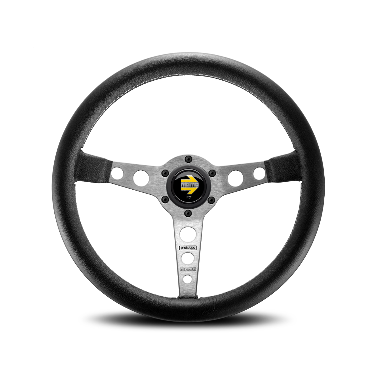 Momo Prototipo Steering Wheel - Silver/Black 350mm