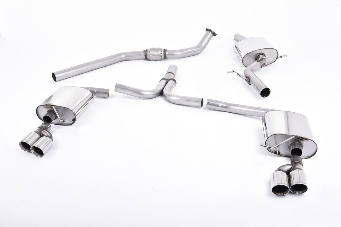 Milltek Cat Back Quad Exhaust for Audi A4 2.0 TFSI S-Line B8 Manual (08-11)