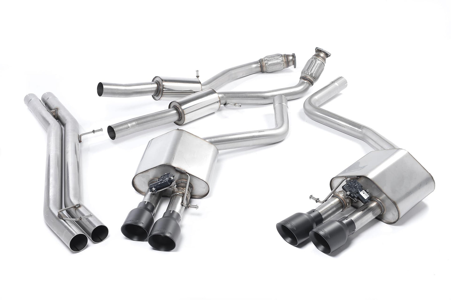 Milltek Resonated Cat Back Exhaust Black Tips for Audi S8 D4 (13-18)