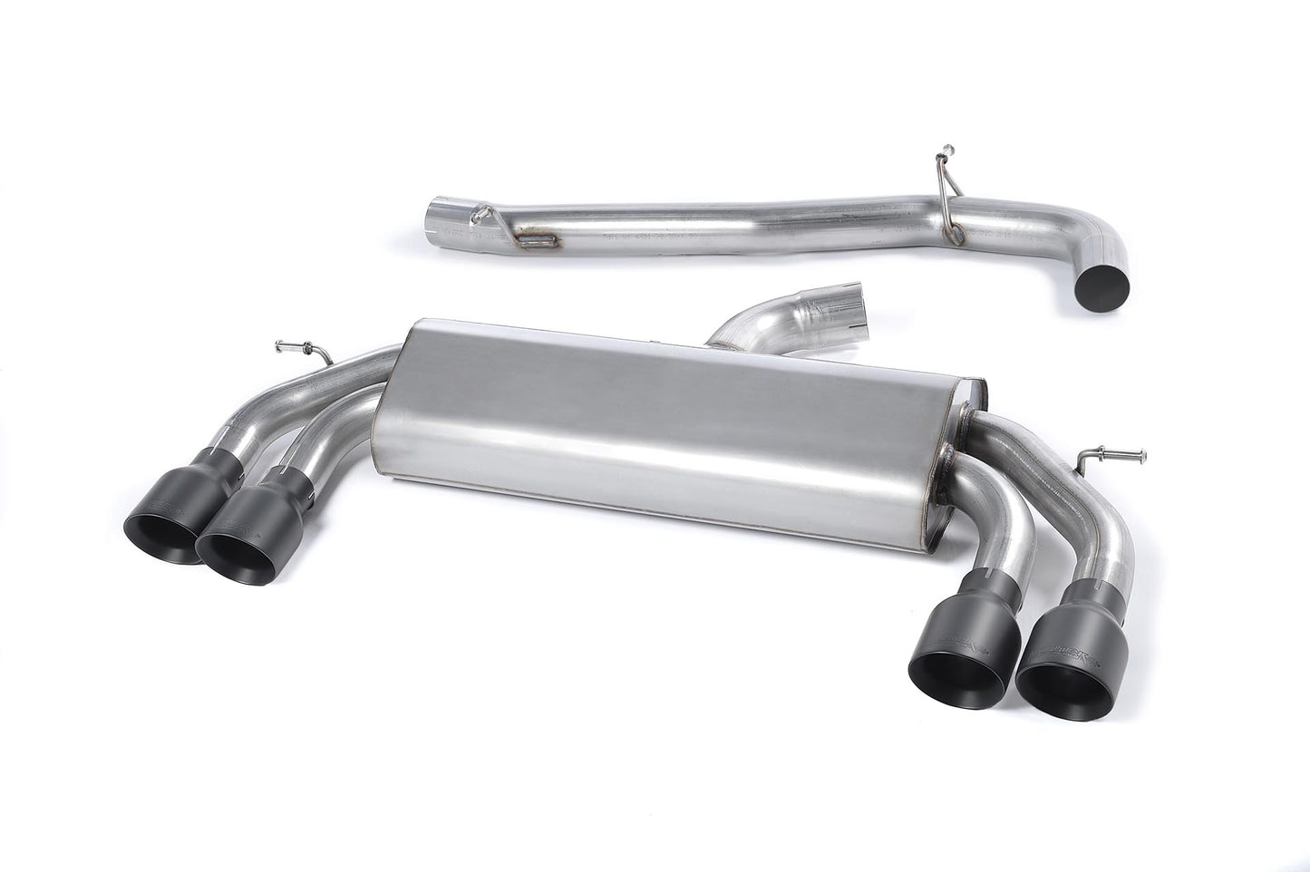 Milltek Non-Res Cat Back Race Exhaust Black Round Tips for Audi S3 8V 3 Door