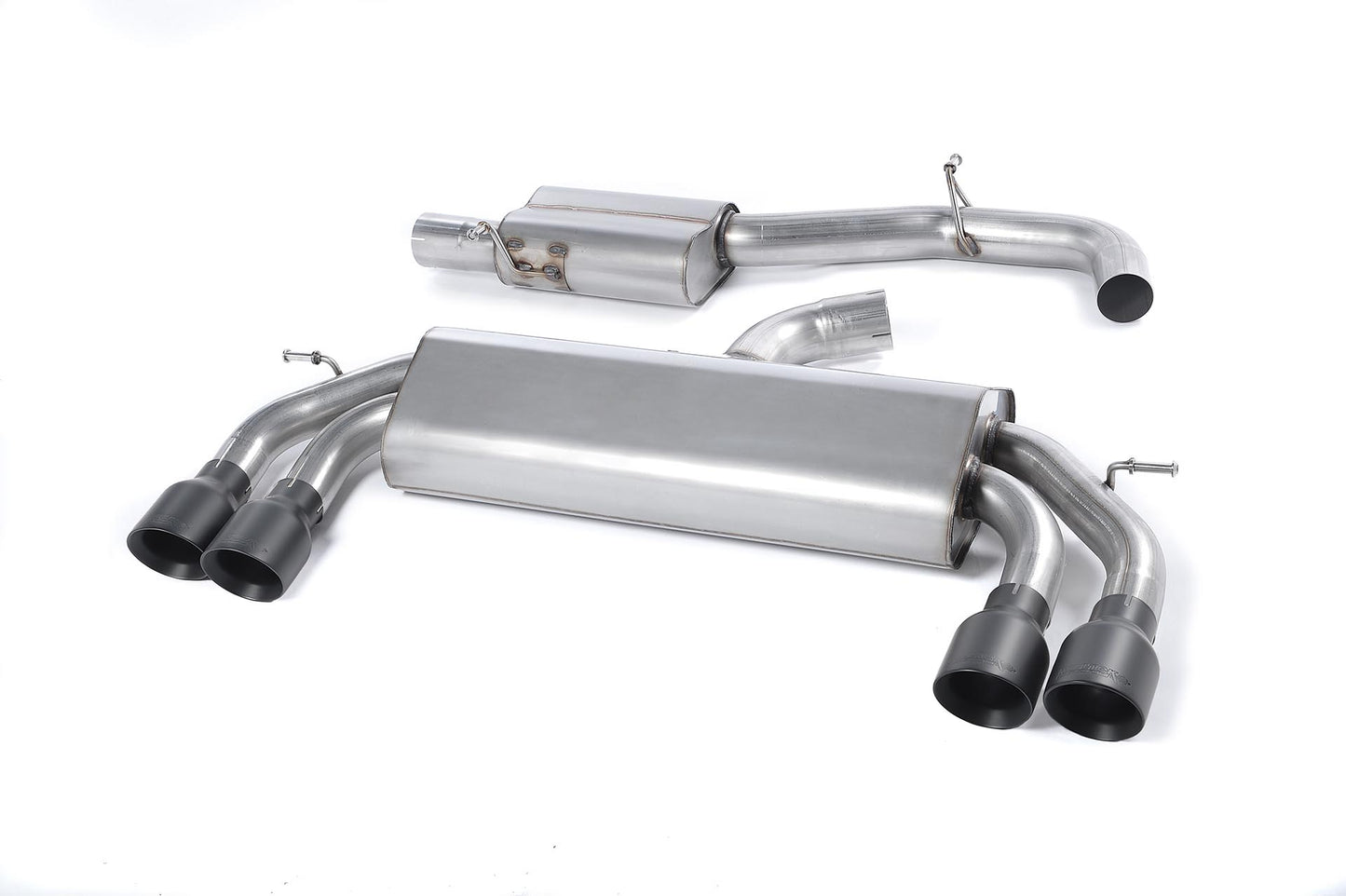 Milltek Resonated Cat Back Race Exhaust Black Round Tips for Audi S3 8V 3 Door