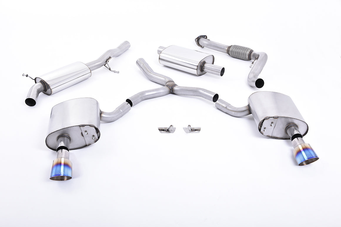 Milltek Resonated Cat Back Exhaust Burnt Titanium for Audi A4 B9 2.0 TFSI 4WD