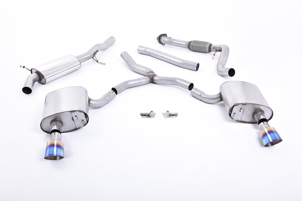 Milltek Resonated Cat Back Road+ Exhaust Burnt Titanium for Audi A4 B9 2.0 TFSI