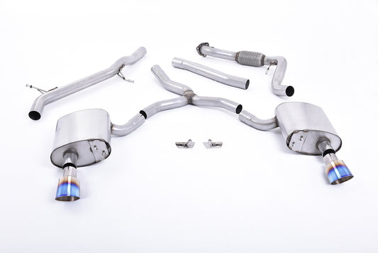 Milltek Non-Res Cat Back Exhaust Burnt Titanium for Audi A4 B9 2.0 TFSI Quattro