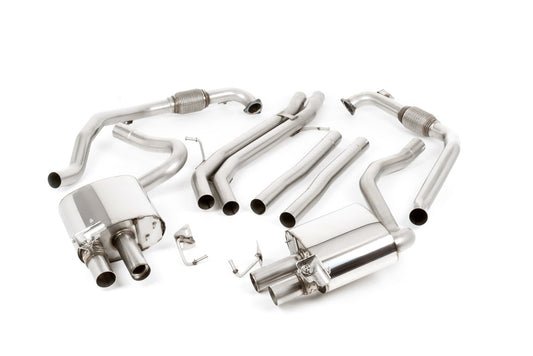 Milltek Non-Res Cat Back Exhaust Carbon Tips for Audi S4 B9 with Sport Diff