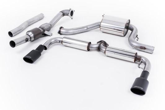 Milltek Turbo Back Exhaust & Sports Cat Black Tips for VW Scirocco R (09-16)