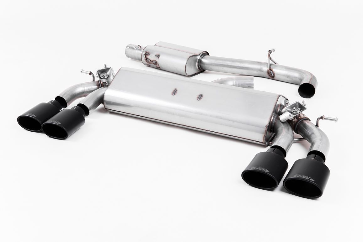 Milltek Resonated Cat Back Exhaust Black Oval Tips for VW Golf R Mk7.5