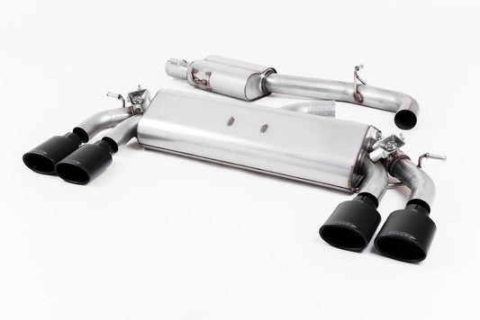 Milltek Resonated Cat Back Exhaust Black Oval Tips for VW Golf R Mk7.5