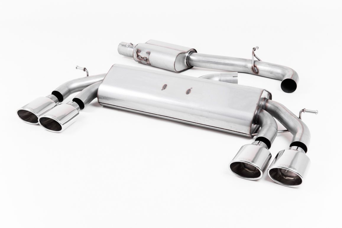 Milltek Resonated Cat Back Race Exhaust Black Round Tips for VW Golf R Mk7.5