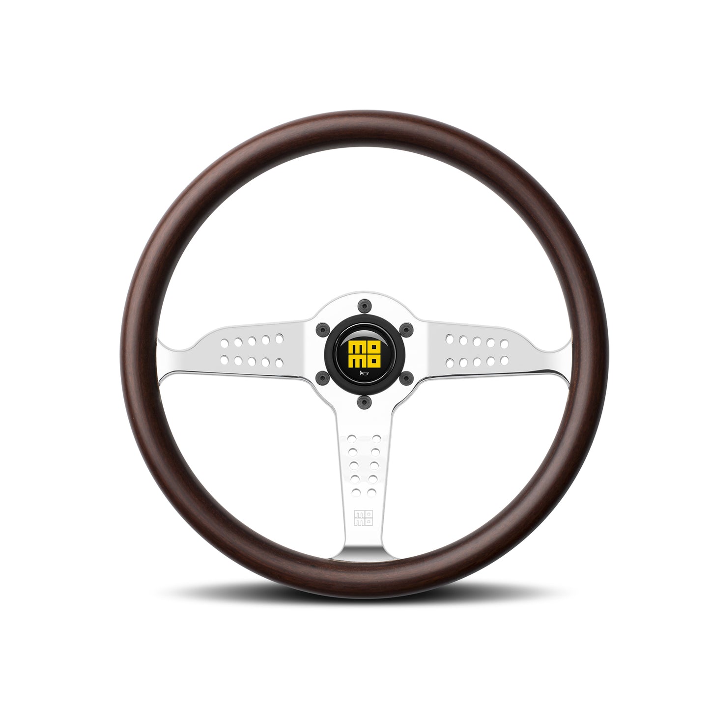 MOMO Super Grand Prix Steering Wheel - Mahogany Wood/Chrome Spoke 350mm