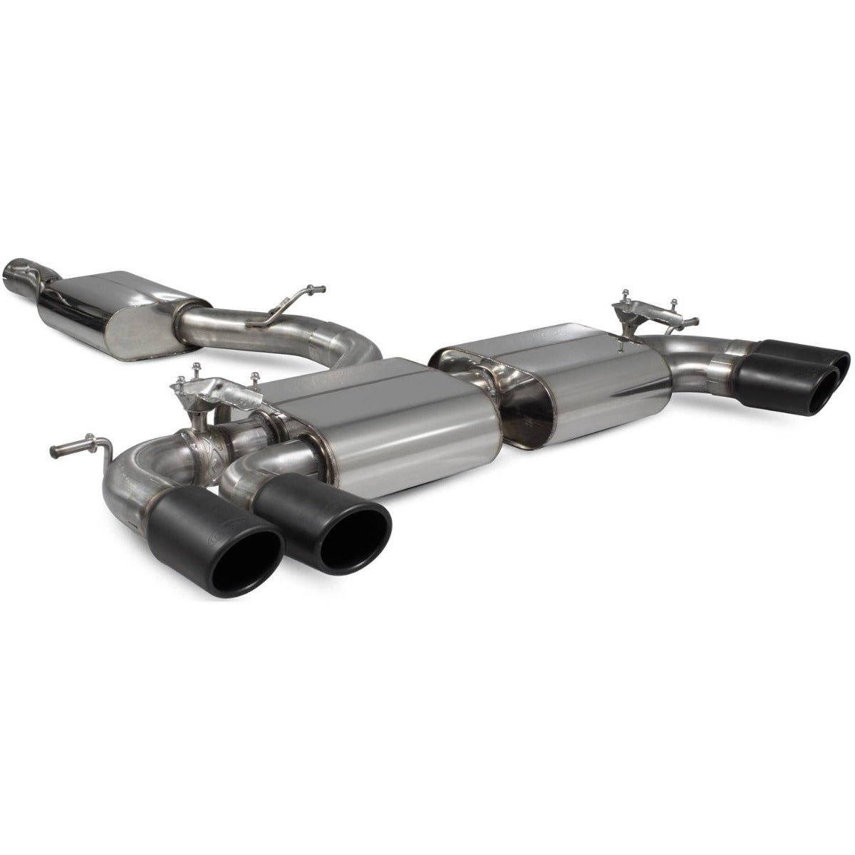 Scorpion Resonated Cat Back Exhaust w/Valves (Black Monaco) - VW Golf R Mk7.5