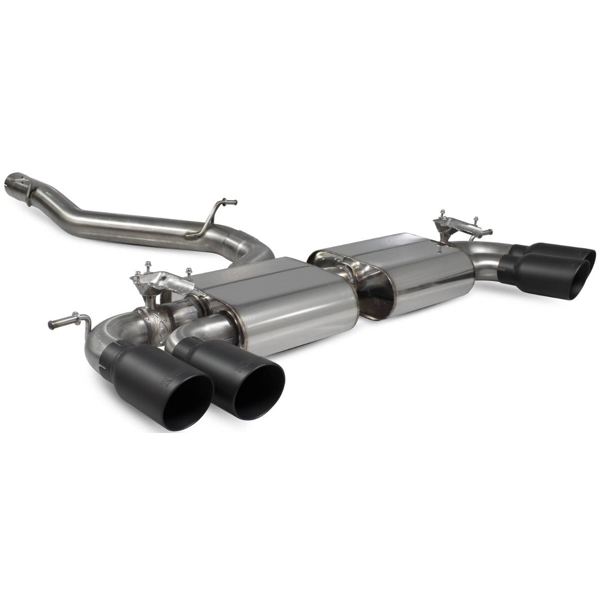 Scorpion Non-Res Cat Back Exhaust w/Valves (Black Daytona) - VW Golf R Mk7.5