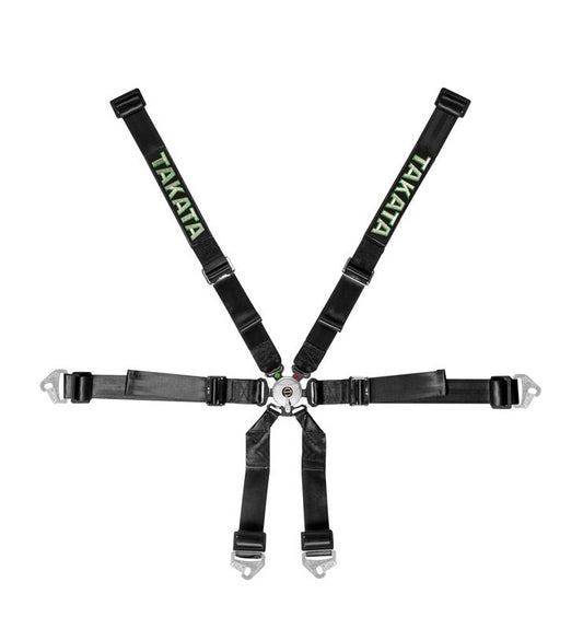 Takata Race 2x2 Snap-on 6 Point Harness FHR - Black (HANS Compatible)