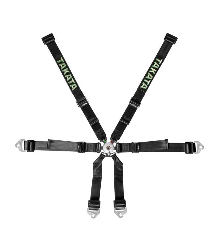 Takata Race 2x2 Snap-on 6 Point Harness FHR - Black (HANS Compatible)