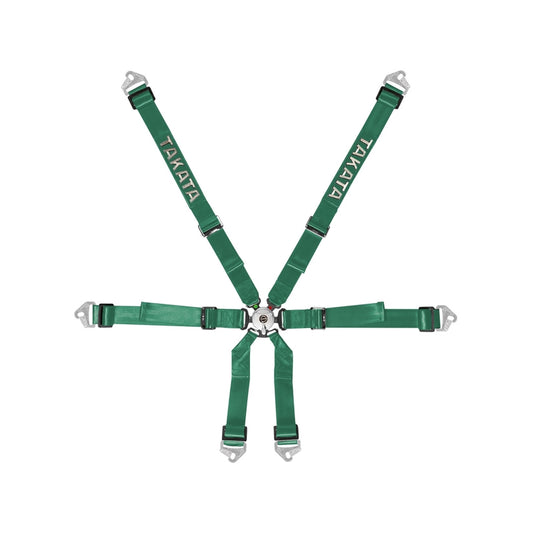 Takata Race 2x2 Snap-on 6 Point Harness FHR - Green (HANS Compatible)