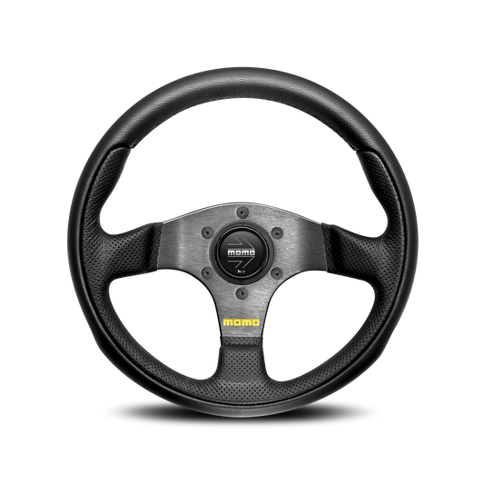 Momo Team Steering Wheel - Black Leather 300mm
