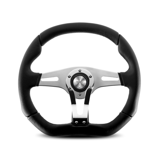 Momo Trek R Steering Wheel - Chrome/Black Leather 350mm