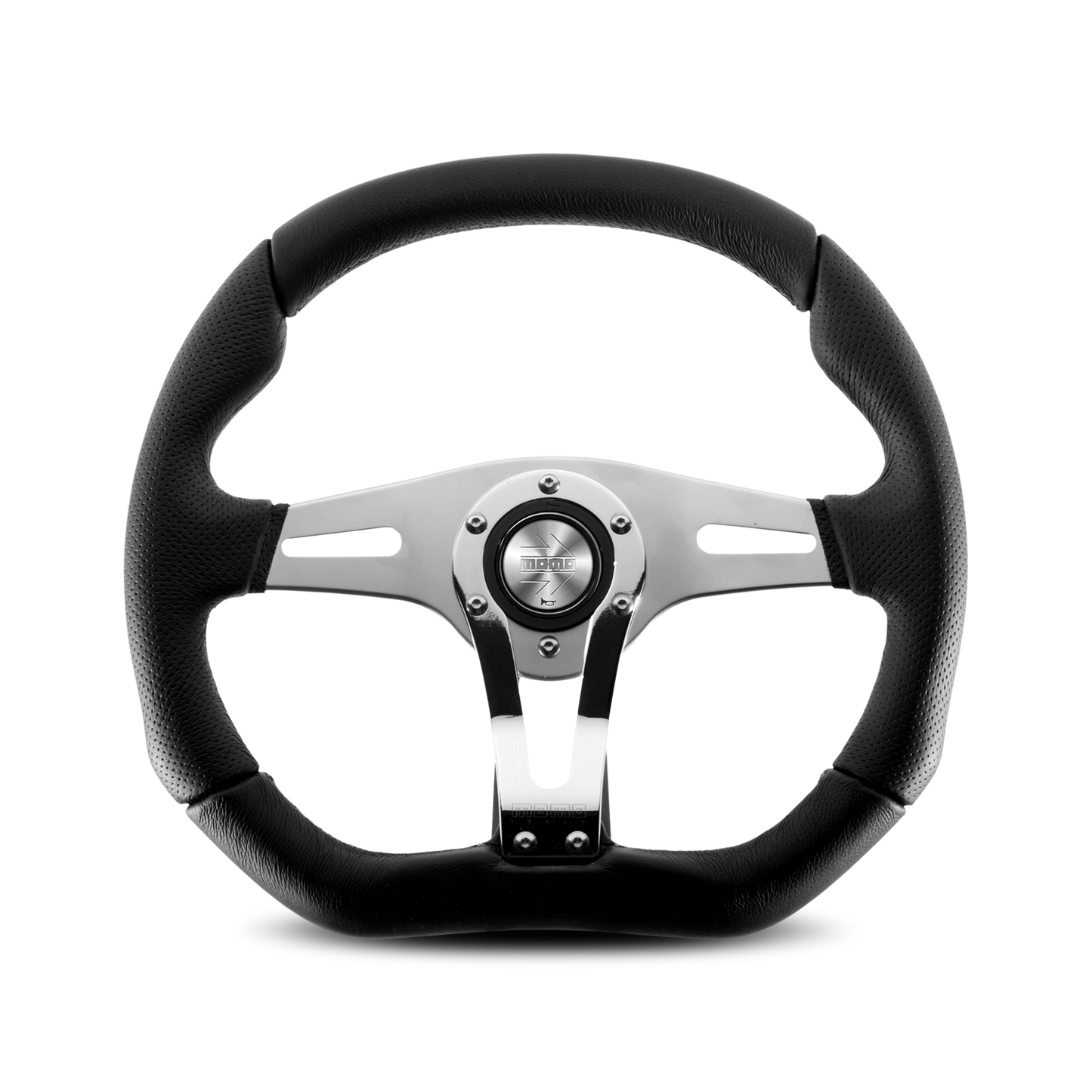 Momo Trek R Steering Wheel - Chrome/Black Leather 350mm
