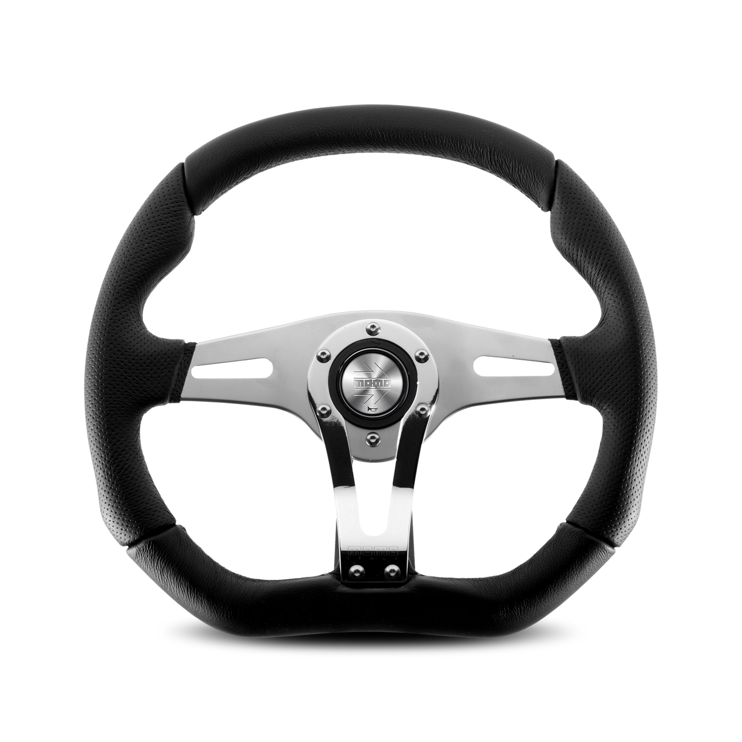 MOMO Trek R Steering Wheel - Chrome/Black Leather 350mm