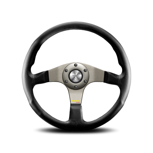 Momo Tuner Steering Wheel - Silver/Black Leather 320mm