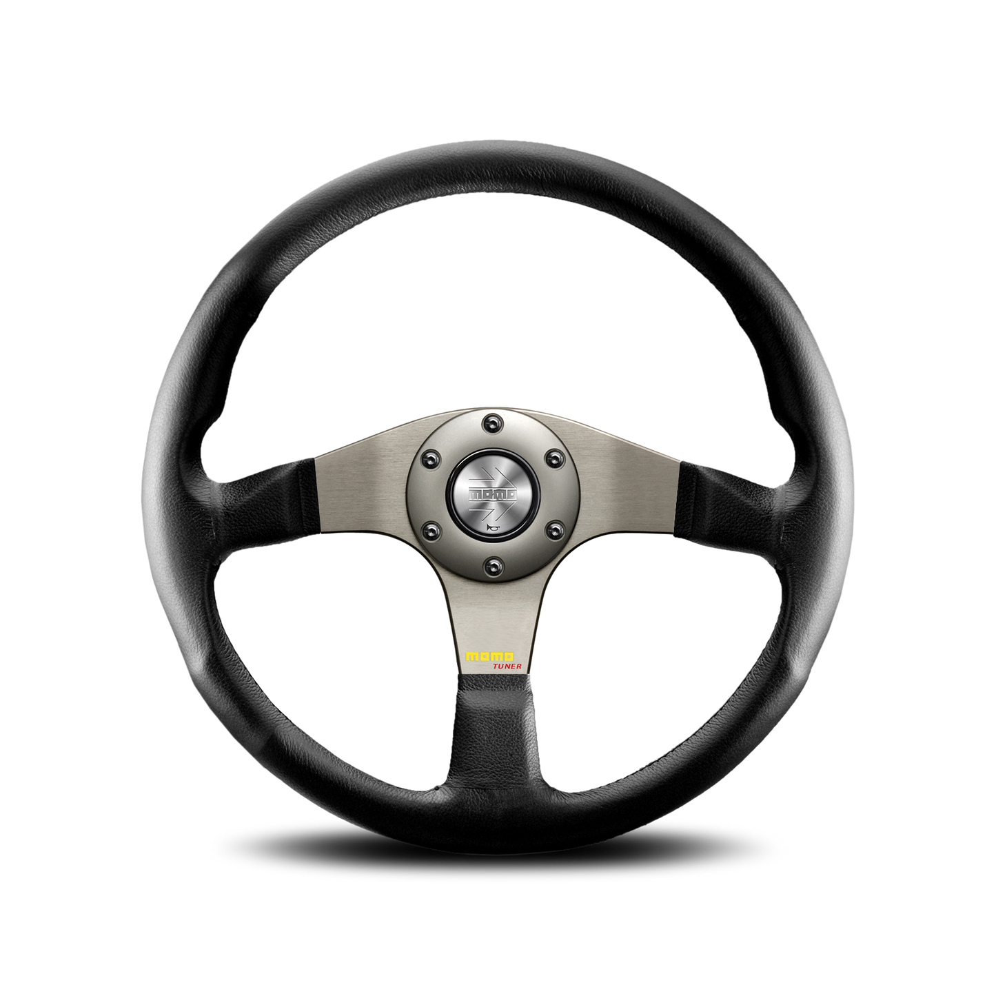 MOMO Tuner Steering Wheel - Silver/Black Leather 320mm