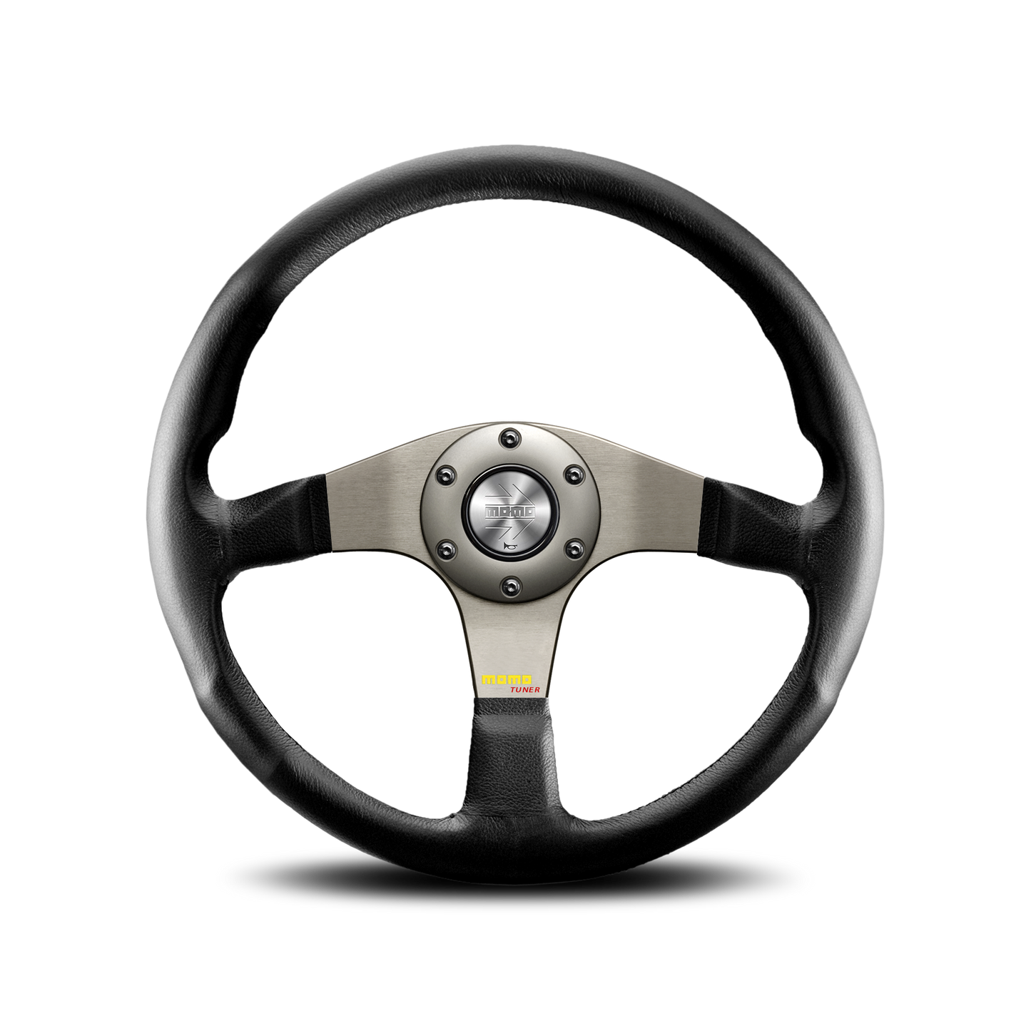 Momo Tuner Steering Wheel - Silver/Black Leather 350mm