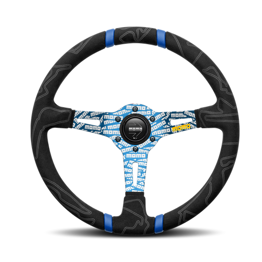 Momo Ultra Steering Wheel - Black Alcantara/Blue Insert 350mm