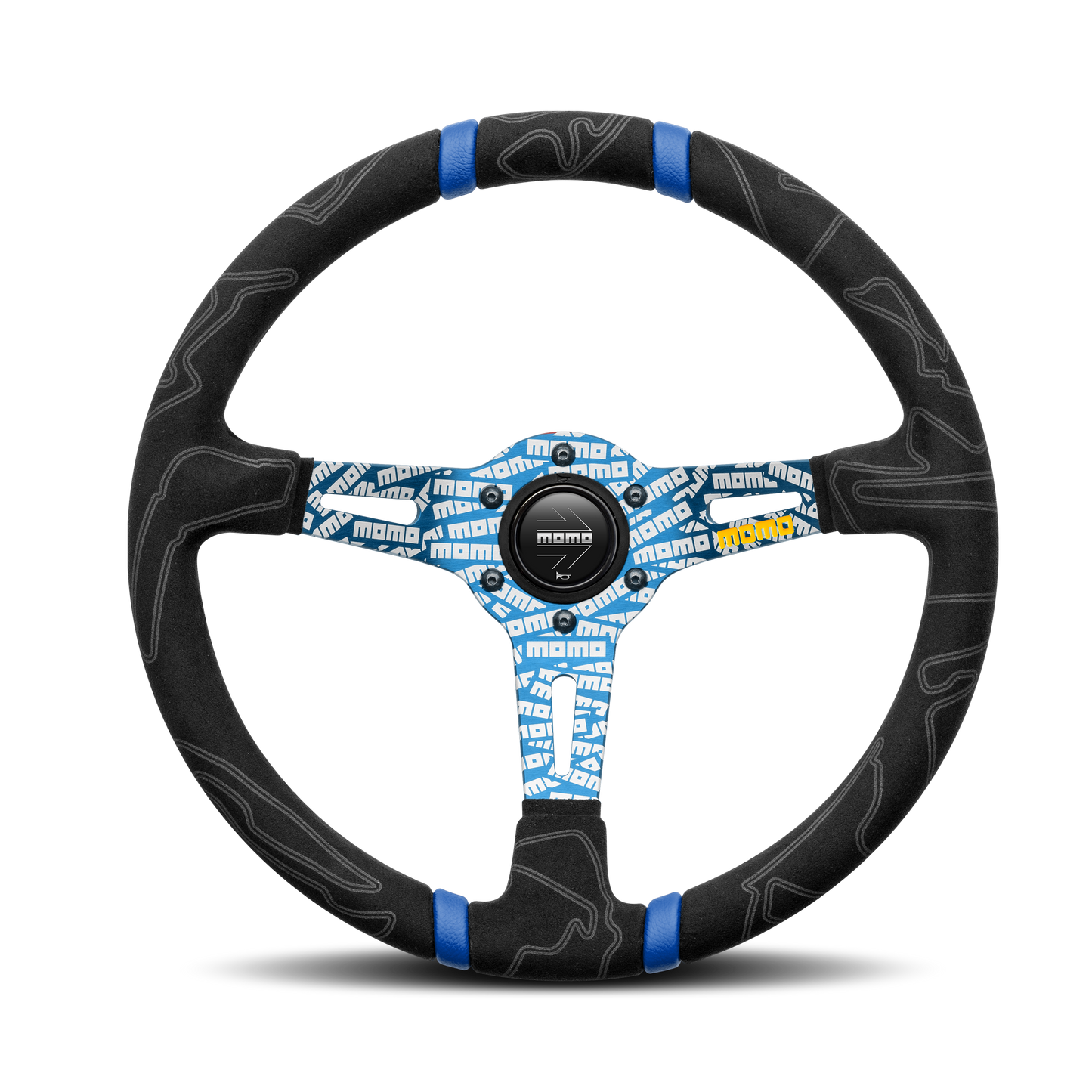 Momo Ultra Steering Wheel - Black Alcantara/Blue Insert 350mm