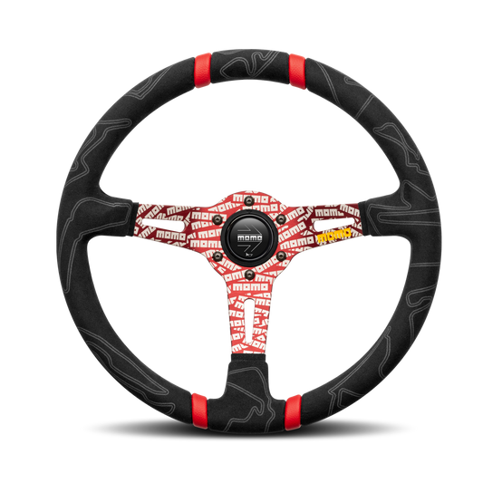 Momo Ultra Steering Wheel - Black Alcantara/Red Insert 350mm