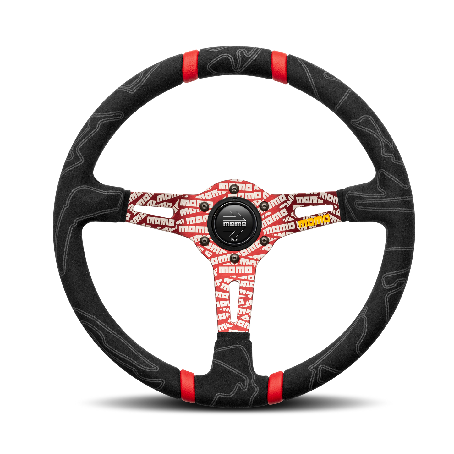 Momo Ultra Steering Wheel - Black Alcantara/Red Insert 350mm